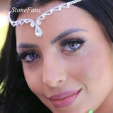 Bohemian Bridal Rhinestone Hair Chain Headpiece for Women