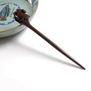 Antique Carved Rabbit Hairpins Clips Ebony Hair Clasp Hair Forks Sticks