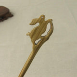 Antique Carved Rabbit Hairpins Clips Ebony Hair Clasp Hair Forks Sticks