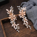 Flower Pearl Hair Clip Headband Rhinestone Leaf Hair Accessories for Women