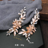 Flower Pearl Hair Clip Headband Rhinestone Leaf Hair Accessories for Women