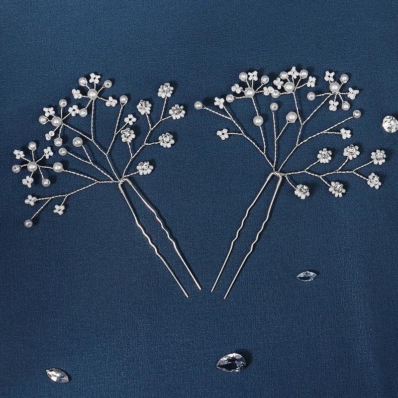 2pcs Pearl Hair Pins Forks Women Bridal Wedding Hair Accessories