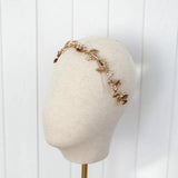 Retro Rhinestone Hair band Golden Leaves Wedding Headdress