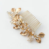 Retro Rhinestone Hair band Golden Leaves Wedding Headdress