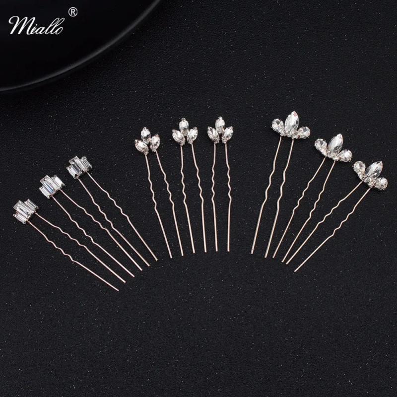 9 pcs Wedding Hairpins Crystal Hairpieces Bridal Tiaras