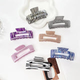 Large Hollow Stripe Marbling Hair Claw Clips For Ladies
