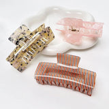 Large Hollow Stripe Marbling Hair Claw Clips For Ladies