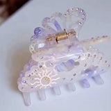 Acetic Purple Butterfly Zircon Hair Claw for Women