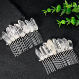 Natural Quartz Crystal Hair Comb Tiara Wedding Bridal Hair Accessory