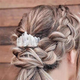 Natural Quartz Crystal Hair Comb Tiara Wedding Bridal Hair Accessory