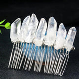 Natural Quartz Crystal Hair Comb Tiara Wedding Bridal Hair Accessory