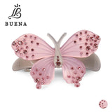 Pink Rhinestone Butterfly Hair Clips