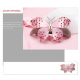 Pink Rhinestone Butterfly Hair Clips