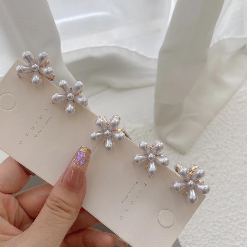 5PCS Flower Mini Hair Crab Clamps Girls Women Sweet Pearl Hair Clip Claw