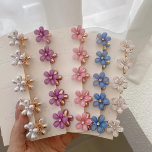 5PCS Flower Mini Hair Crab Clamps Girls Women Sweet Pearl Hair Clip Claw