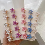5PCS Flower Mini Hair Crab Clamps Girls Women Sweet Pearl Hair Clip Claw