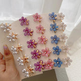 5PCS Flower Mini Hair Crab Clamps Girls Women Sweet Pearl Hair Clip Claw