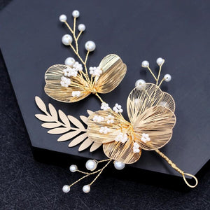 Crystal Red Floral Hair Clip Wedding Bride Hair Accessories