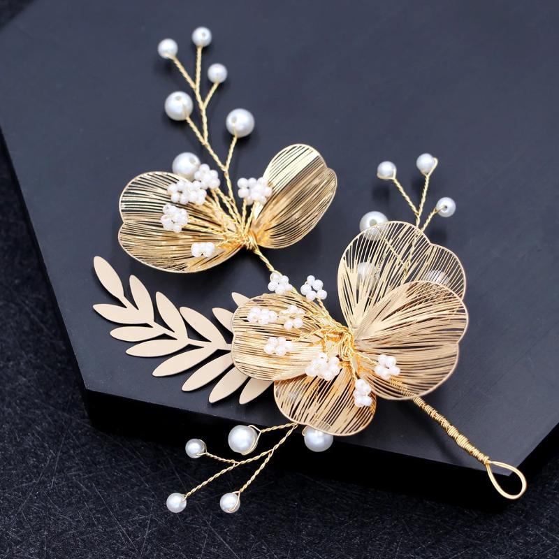 Crystal Red Floral Hair Clip Wedding Bride Hair Accessories