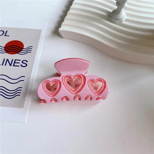 Y2K Heart Acrylic Hair Clip Pink Purple Hollow Geometric Barrette