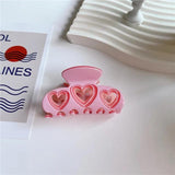 Y2K Heart Acrylic Hair Clip Pink Purple Hollow Geometric Barrette