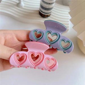 Y2K Heart Acrylic Hair Clip Pink Purple Hollow Geometric Barrette