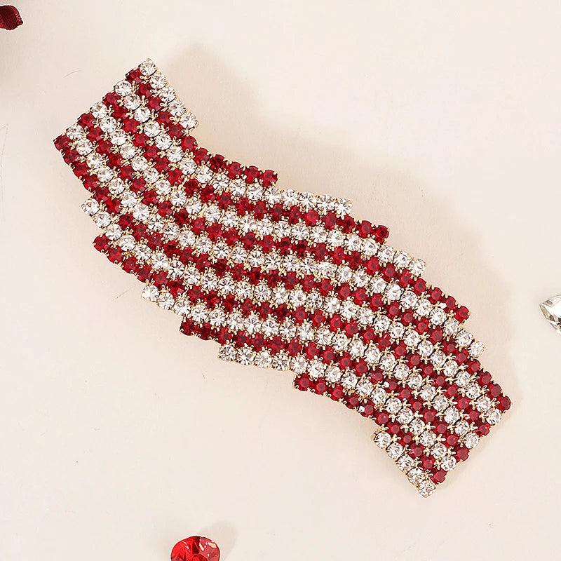 Red Rhinestone Hair Clips Women Accessories Crystal Hairpins Party Jewelry