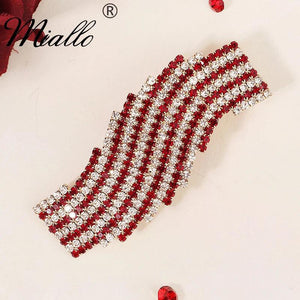 Red Rhinestone Hair Clips Women Accessories Crystal Hairpins Party Jewelry