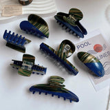 French Retro Stripe Patchwork Hair Clip Geometric Acetate Shark Clip