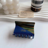 French Retro Stripe Patchwork Hair Clip Geometric Acetate Shark Clip