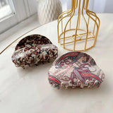 Retro Printing Acrylic Hair Claw Clips for Women Girls