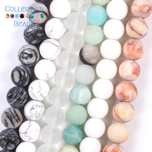 Matte Crystal Quartz Amazonite Howlite Turquoise Round Beads