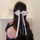 Rhinestone Tassel Hair Clips Bow Wedding Hair Pins