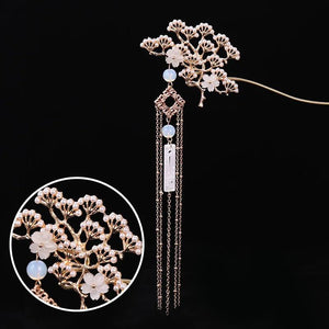 Chinese Traditional Flower Pearl Tassel Hair Clasp Hair Sticks