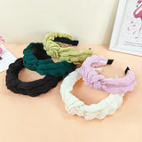 Solid Bubble Fold Fabric Knotted Headband for Women Girls Makeup Headdress