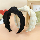 Solid Bubble Fold Fabric Knotted Headband for Women Girls Makeup Headdress
