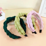 Solid Bubble Fold Fabric Knotted Headband for Women Girls Makeup Headdress
