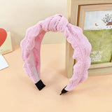 Solid Bubble Fold Fabric Knotted Headband for Women Girls Makeup Headdress