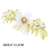 Vintage Green Flower Hair Comb for Hanfu Hair Accessories