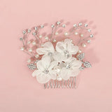 Ivory Gauze Wedding Hair Combs Head Flower Crystal Bridal Hair Ornaments