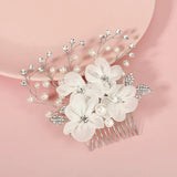 Ivory Gauze Wedding Hair Combs Head Flower Crystal Bridal Hair Ornaments