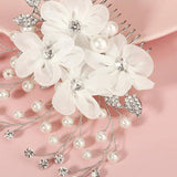 Ivory Gauze Wedding Hair Combs Head Flower Crystal Bridal Hair Ornaments