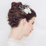 Ivory Gauze Wedding Hair Combs Head Flower Crystal Bridal Hair Ornaments