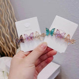 Crystal Butterfly Spring Clip Girl Fairy Beauty Back Head Top Clip Hair Accessor