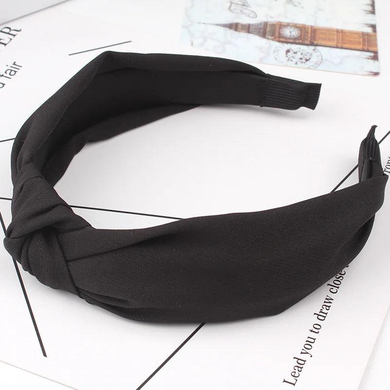 Solid Knot Hair Hoop For Women Cotton Fabric Cross Hair Accessories