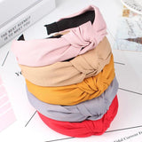 Solid Knot Hair Hoop For Women Cotton Fabric Cross Hair Accessories