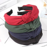 Solid Knot Hair Hoop For Women Cotton Fabric Cross Hair Accessories