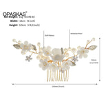 Rhinestone Hair Accessory Ceramic Flower Faux Pearls Hair Comb
