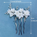 Ceramic Flower Hair Combs Clips for Women Bride Headpiece