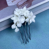 Ceramic Flower Hair Combs Clips for Women Bride Headpiece